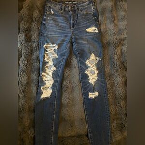 American Eagle Outfitters Ripped Blue Skinny Jeans
